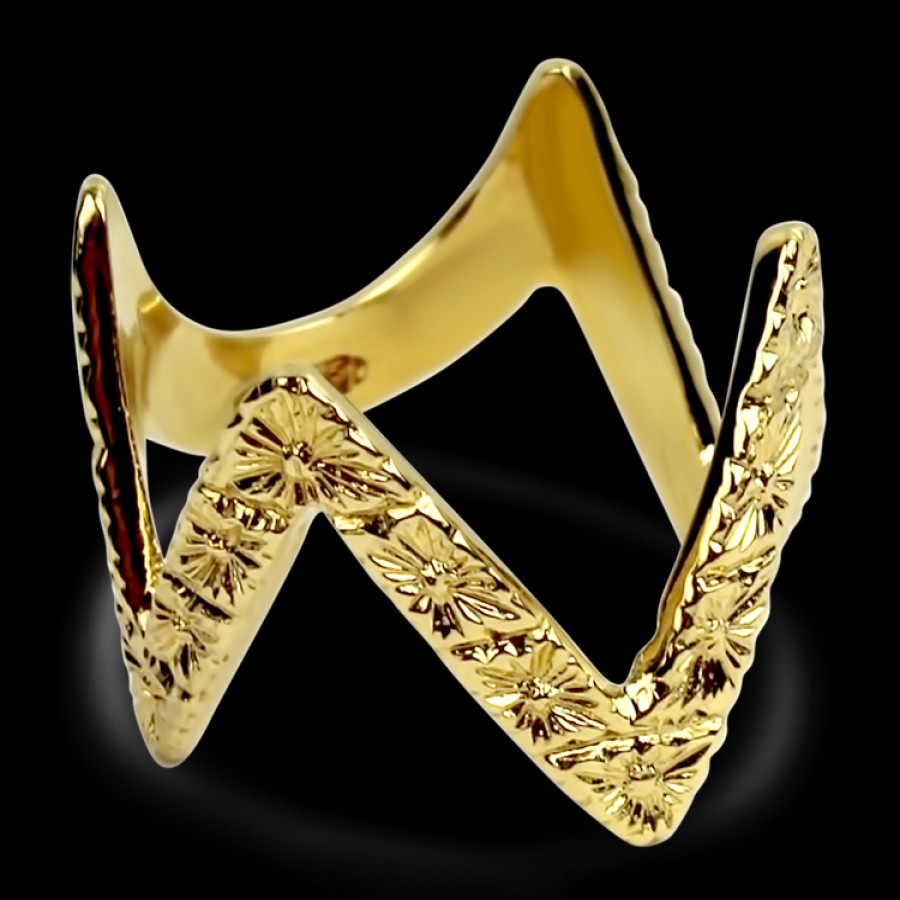 Estate PAGE Estate | Estate 18K Yellow Gold Zigzag Floral Ring