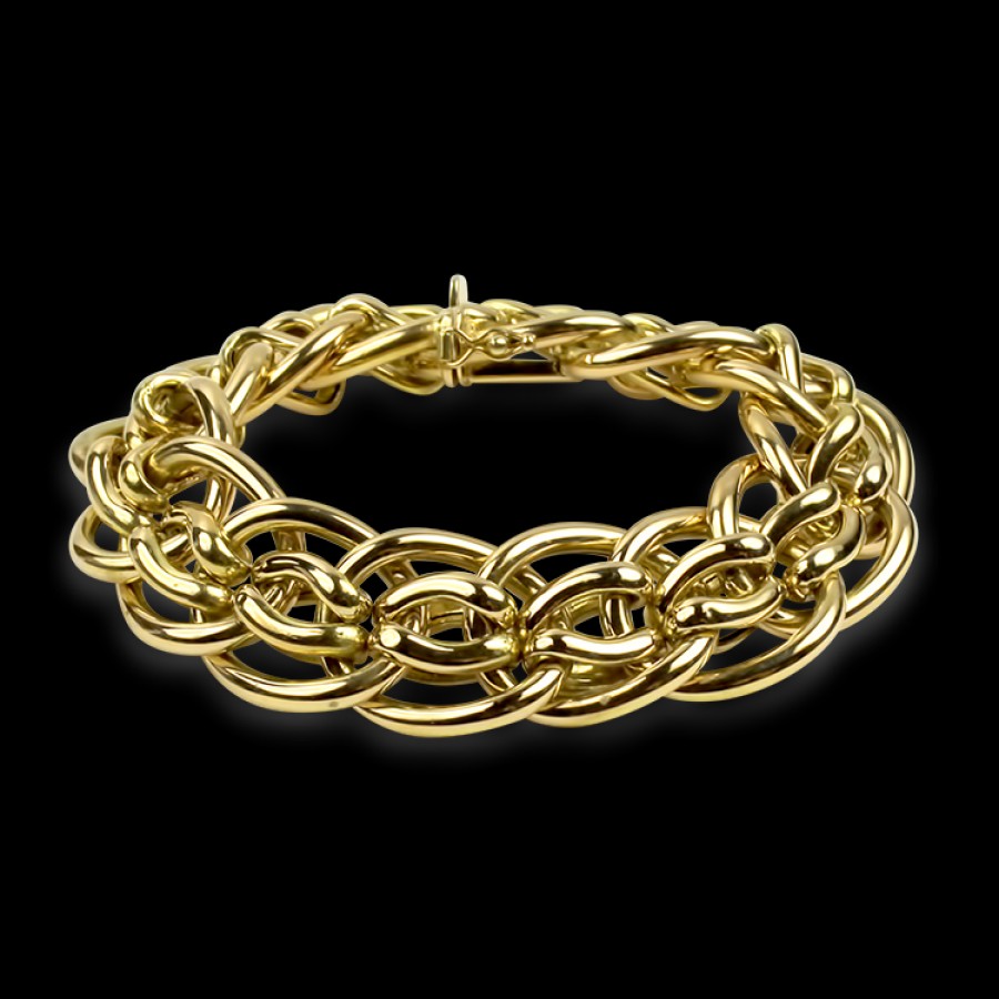 Estate PAGE Estate | Estate 14K Yellow Gold Fancy Oval Braided Link Bracelet