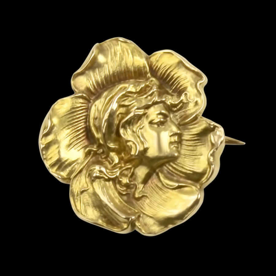 Estate PAGE Estate | Estate 10K Yellow Gold Portrait Flower Pin