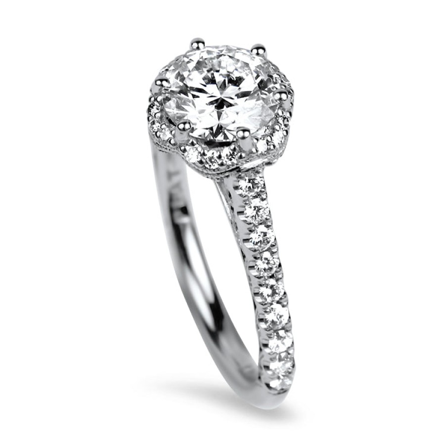 Estate PAGE Estate | Estate Platinum Tacori Petite Crescent Round Bloom Diamond Engagement