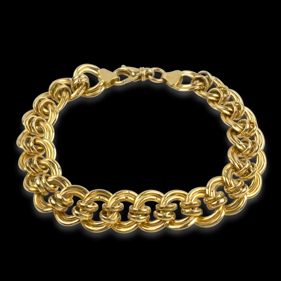 Estate PAGE Estate | Estate 14K Yellow Gold Double Round Link Charm Bracelet