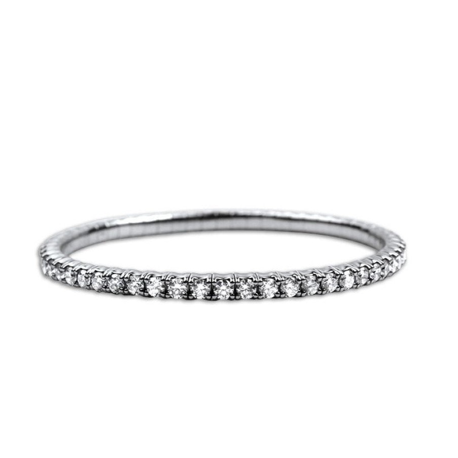 Jewelry David Weisz Tennis + Line Bracelets | David Weisz 18K White Gold 5.07Cts. Diamond Stretch Bracelet