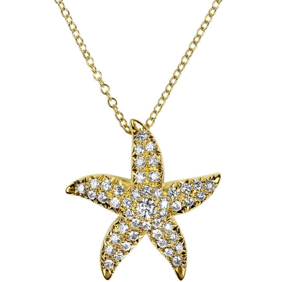 Jewelry Springer's Collection Diamond Necklaces & Pendants | 18K Yellow Gold And Diamond Starfish Pendant