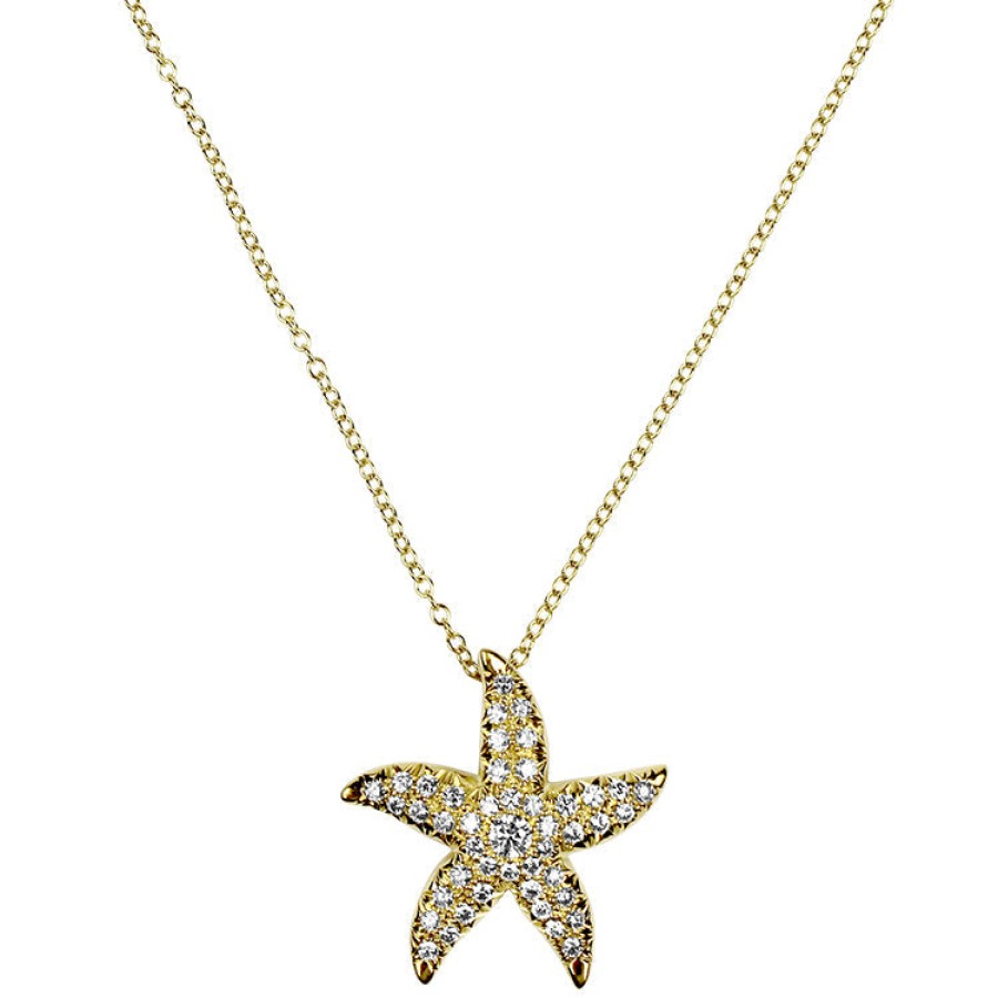 Jewelry Springer's Collection Diamond Necklaces & Pendants | 18K Yellow Gold And Diamond Starfish Pendant