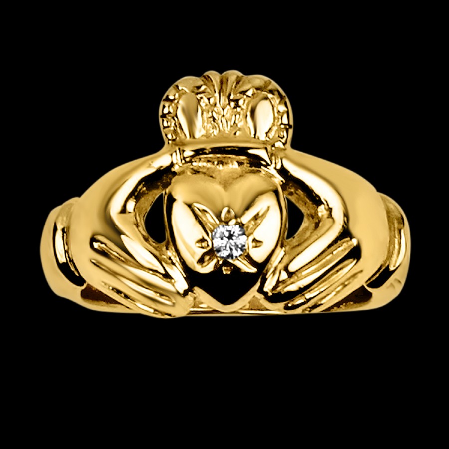 Estate PAGE Estate | Estate 14K Yellow Gold Diamond Claddagh Ring