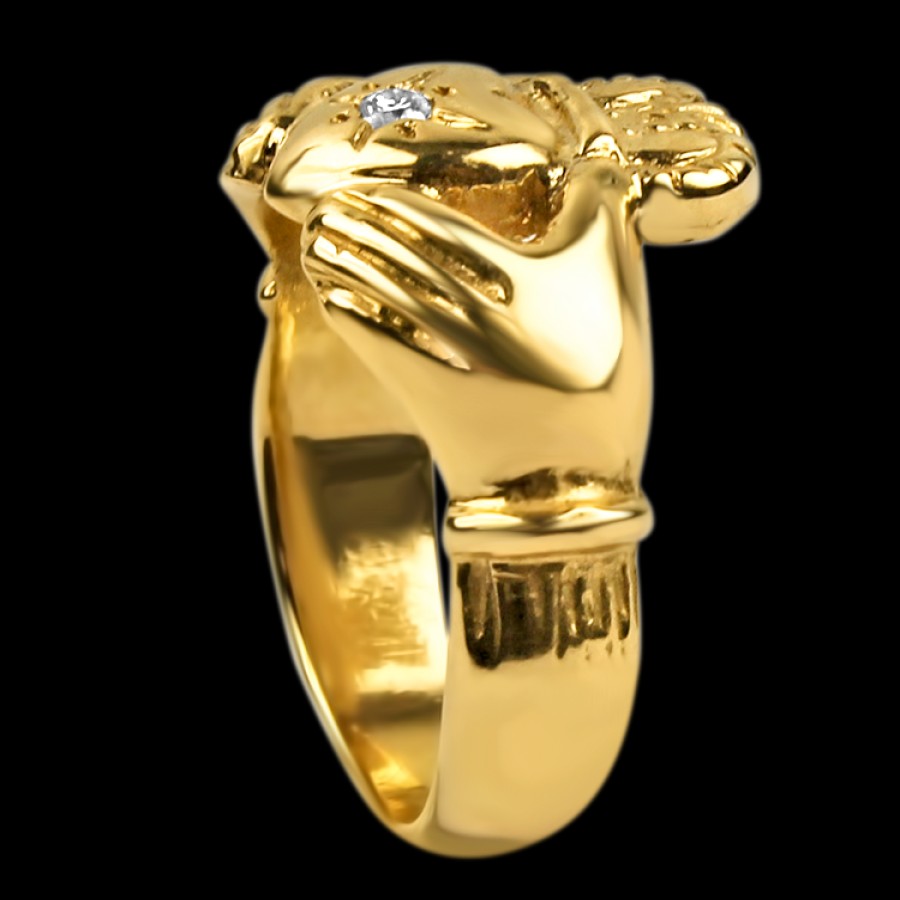 Estate PAGE Estate | Estate 14K Yellow Gold Diamond Claddagh Ring