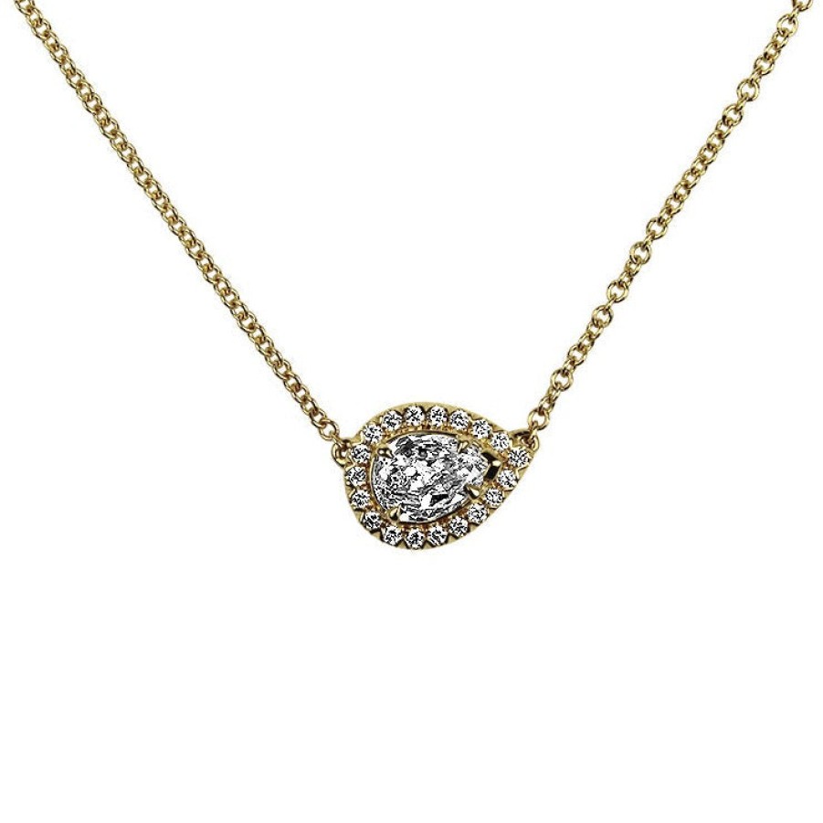 Jewelry Christopher Designs Diamond Necklaces & Pendants | Christopher Designs 18K Yellow Gold L'Amour .40Ct Pear Crisscut Diamon