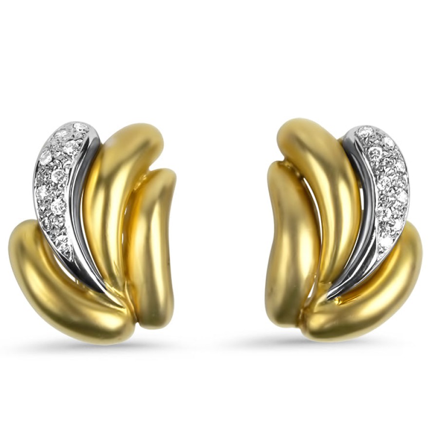 Estate PAGE Estate | Estate 14K Yellow And White Gold Non-Pierced Diamond Earrings