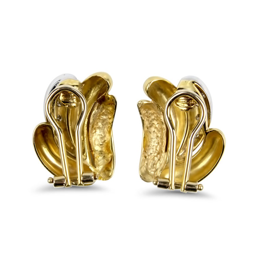 Estate PAGE Estate | Estate 14K Yellow And White Gold Non-Pierced Diamond Earrings