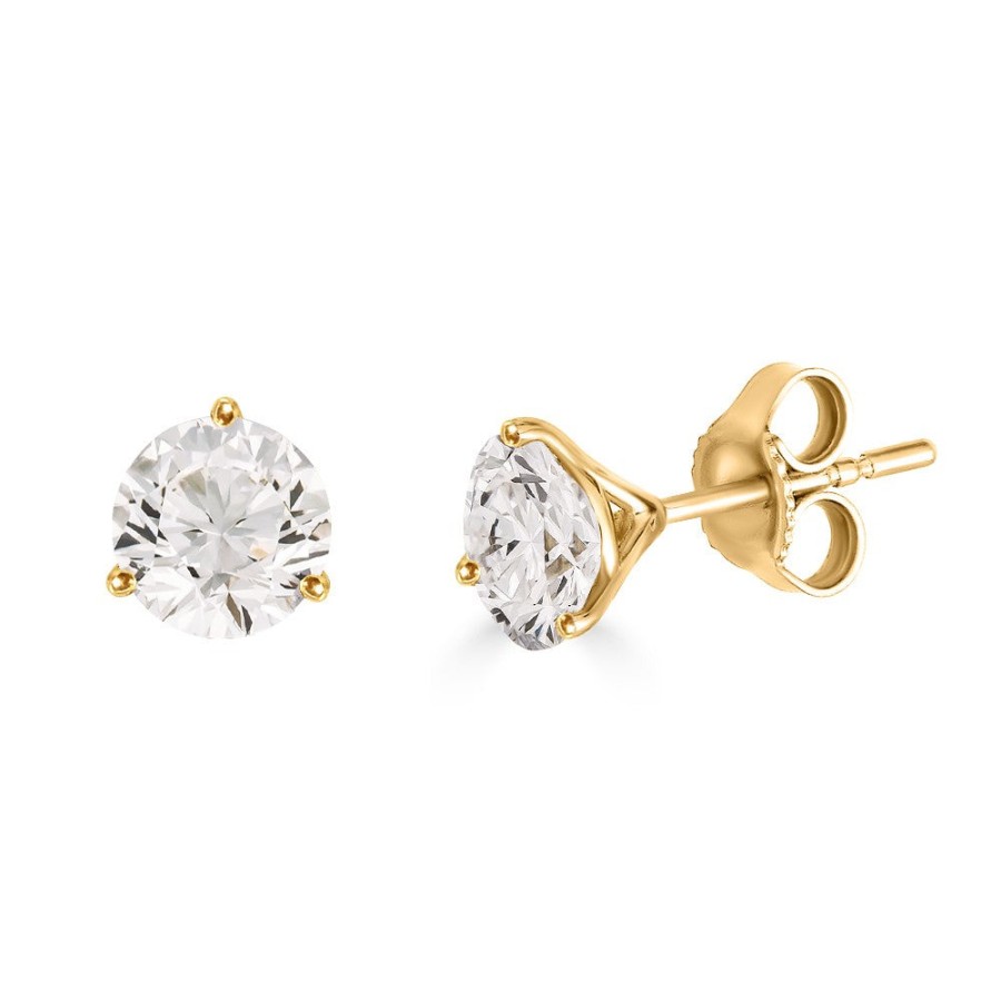 Jewelry Sincerely, Springer's Diamond Earrings | Sincerely, Springer'S Yellow Gold Three-Prong Martini Diamond Stud Ear