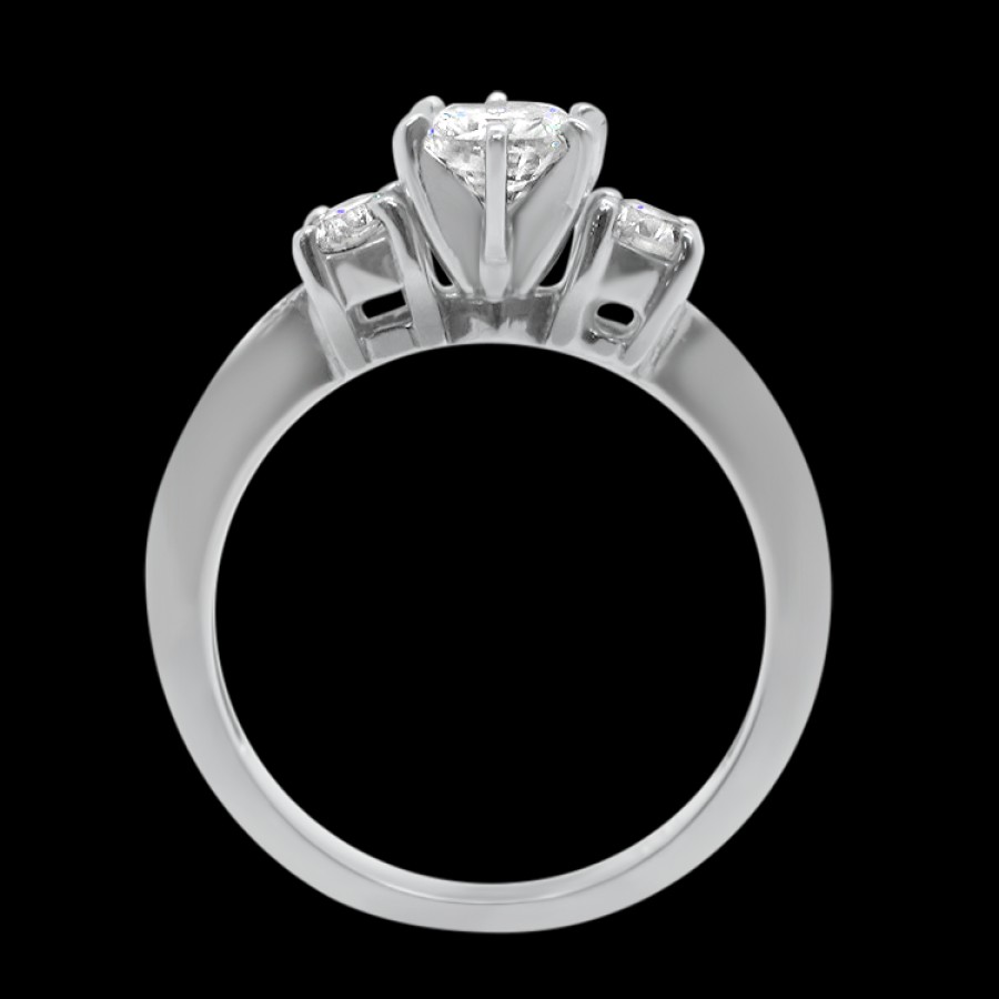 Estate PAGE Estate | Estate 18K White Gold Three-Stone Diamond Ring With Diamond Band