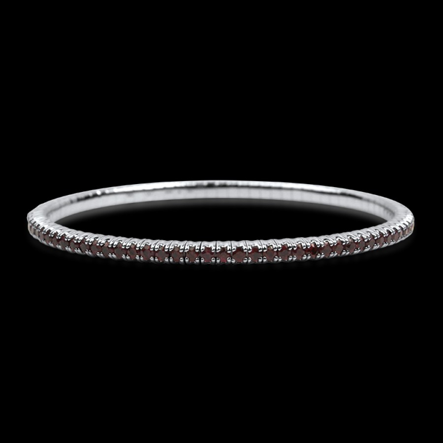 Jewelry David Weisz Tennis + Line Bracelets | David Weisz 18K White Gold Ruby Stretch Bracelet