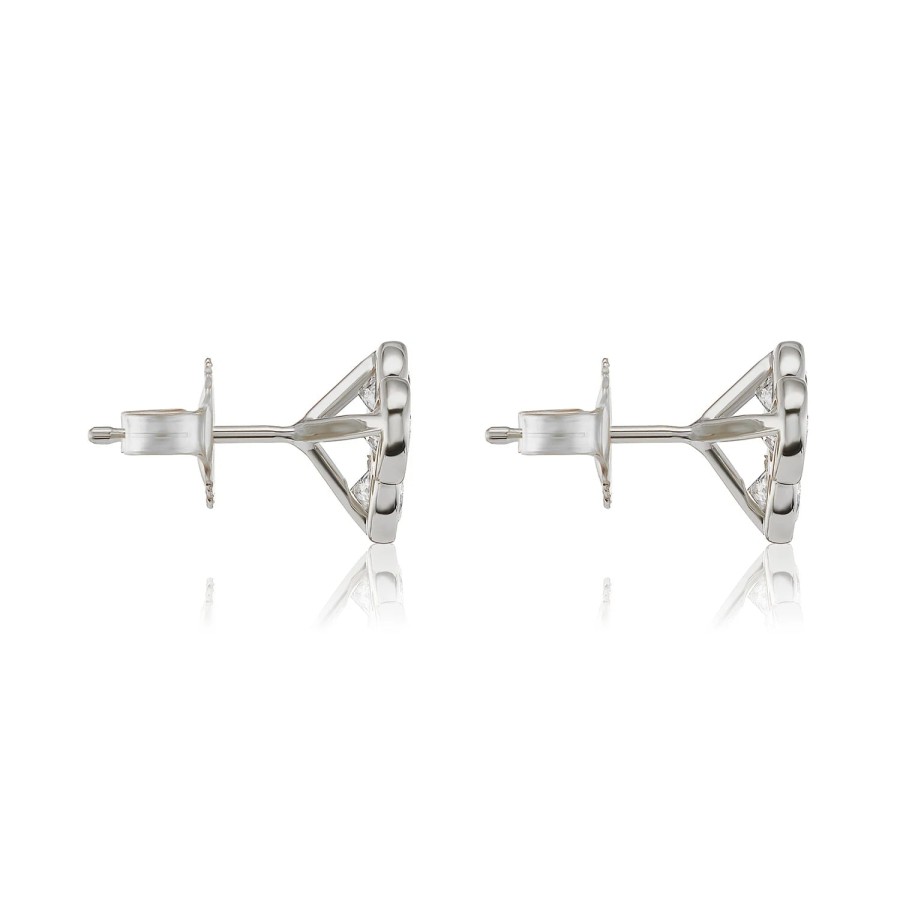 Jewelry David Weisz Diamond Earrings | David Weisz 18K White Gold Triple Martini Diamond Bezel Trio Studs