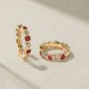 Jewelry Mark Henry Diamond Earrings | Mark Henry 18K Yellow Gold "Bubbly Ruby And Diamond Mini" Hoop Earring