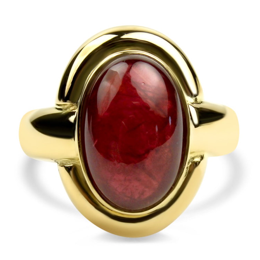 Estate PAGE Estate | Estate 18K Yellow Gold Oval Cabochon Ruby Ring