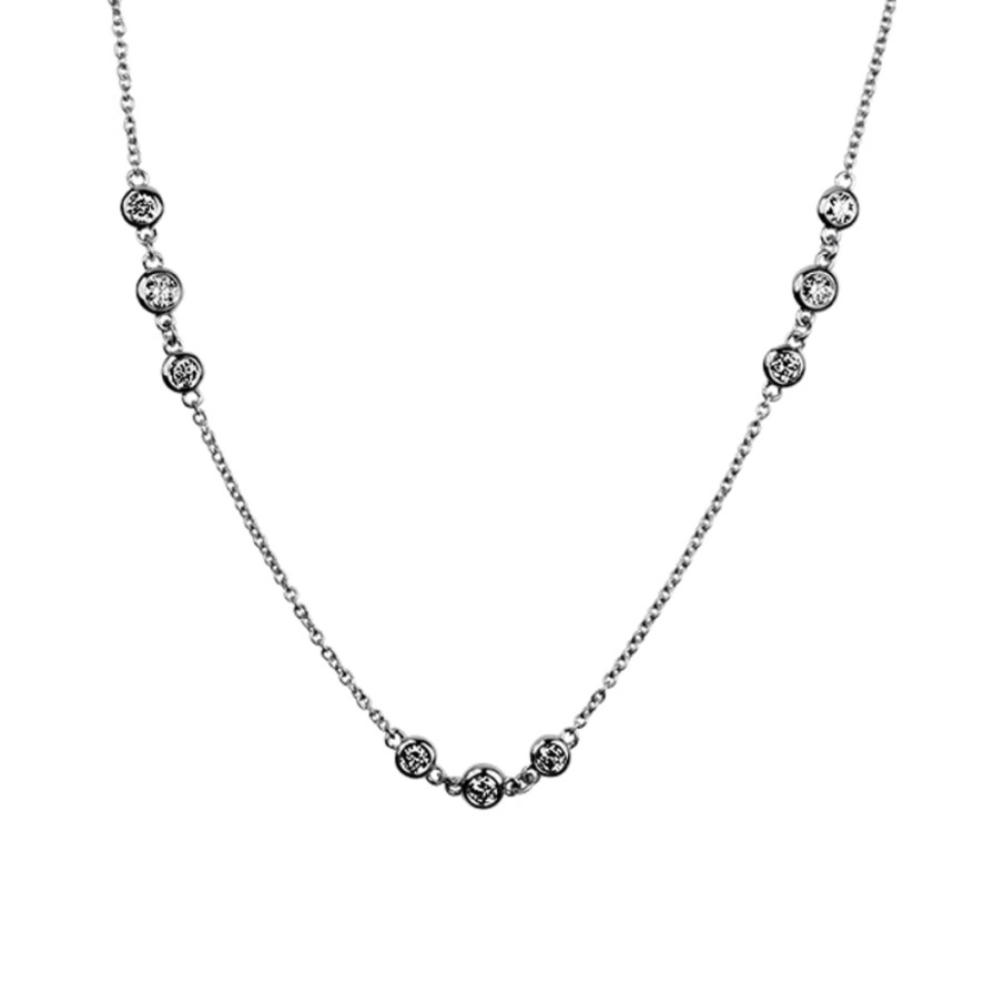 Jewelry Sincerely, Springer's Diamond Necklaces & Pendants | Sincerely, Springer'S 14K White Gold Diamond Bezel Station Necklace