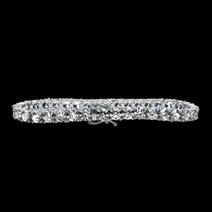 Jewelry Springer's Collection Tennis + Line Bracelets | Springer'S Collection 14K White Gold 15.06Cts. Diamond Tennis Bracelet