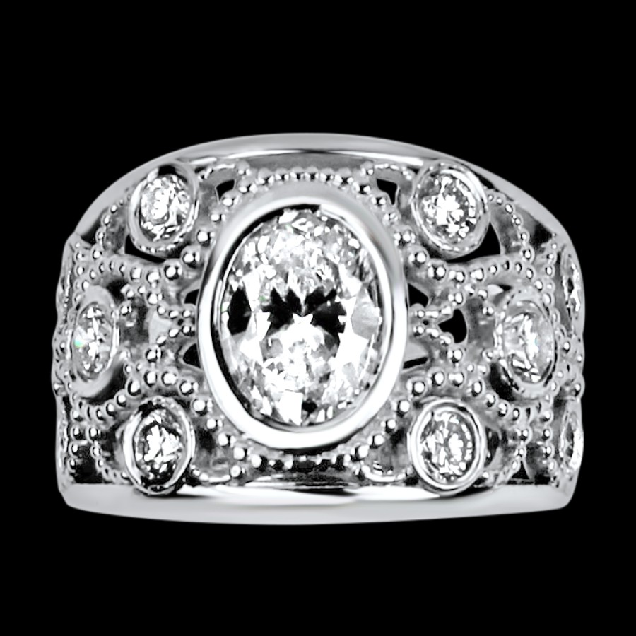 Estate PAGE Estate | Estate 14K White Gold 1.16Cts Oval Fancy Diamond Ring