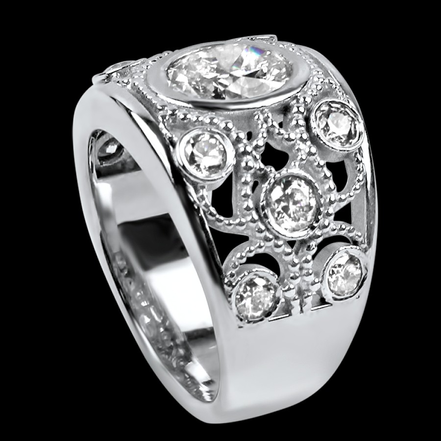 Estate PAGE Estate | Estate 14K White Gold 1.16Cts Oval Fancy Diamond Ring