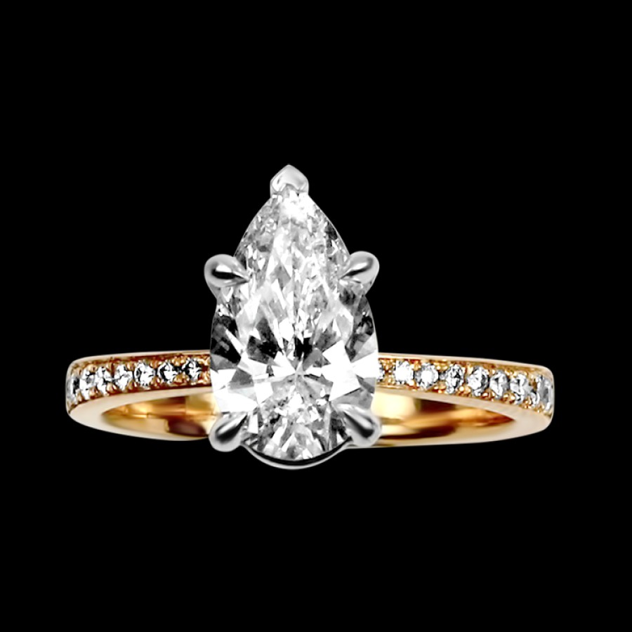 Estate PAGE Estate | Estate 18K Rose Gold & Platinum Pear-Shaped 1.50Cts Diamond Engagement