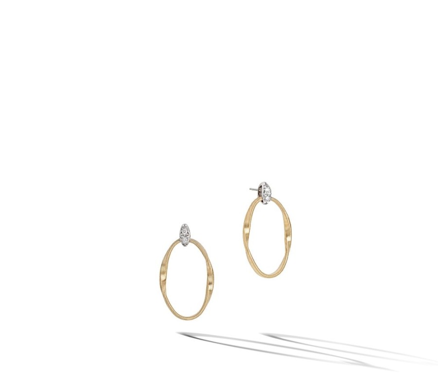 Jewelry Marco Bicego Diamond Earrings | Marco Bicego Marrakech Onde Collection 18K Yellow Gold And Diamond Lin