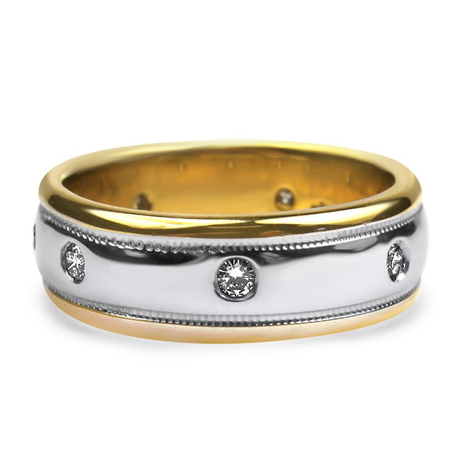 Estate PAGE Estate | Estate 18K White And Yellow Gold Flush Set Diamond Band