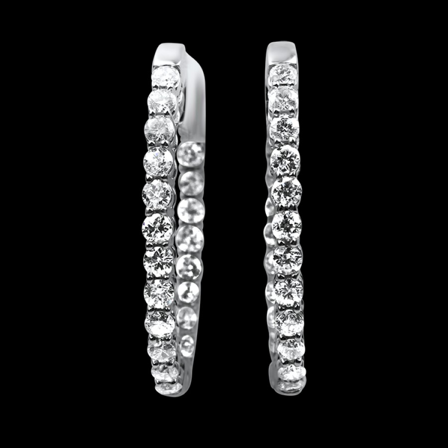 Estate PAGE Estate | Estate 14K White Gold Diamond Hoop Earrings