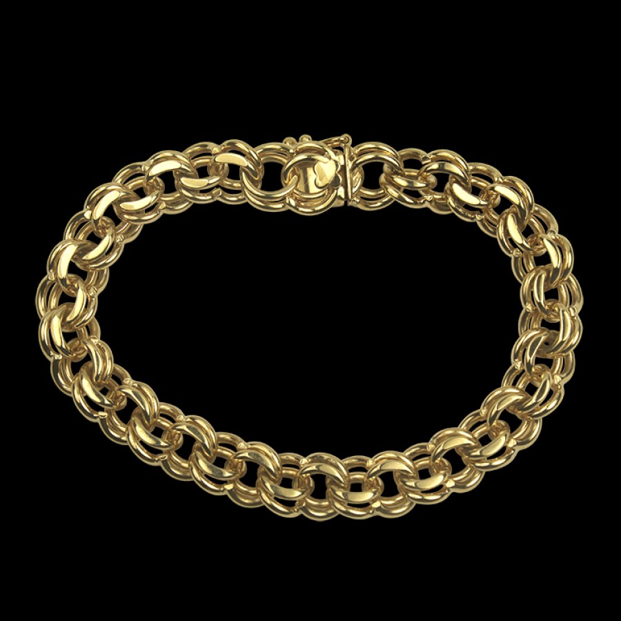 Estate PAGE Estate | Estate 14K Yellow Gold Double Round Link Charm Bracelet