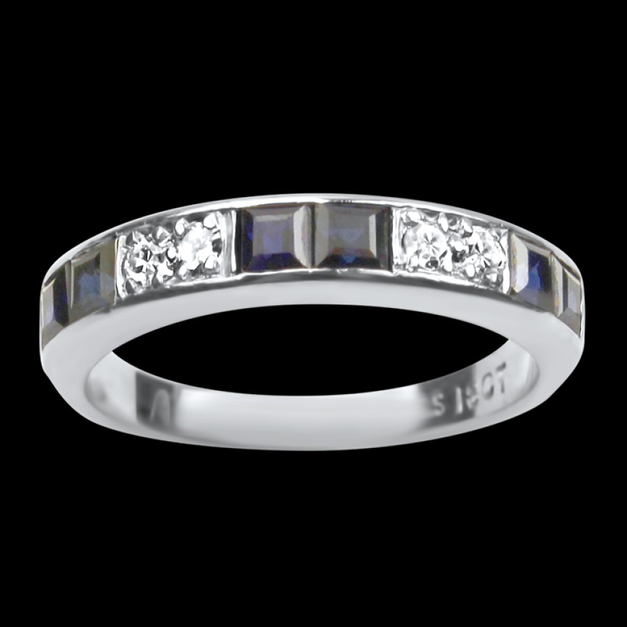 Estate PAGE Estate | Estate 18K White Gold Sapphire & Diamond Band