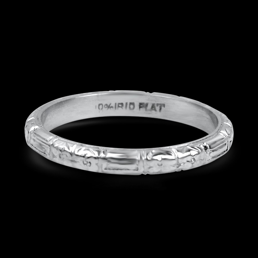 Estate PAGE Estate | Estate Platinum Half Round Engraved Band