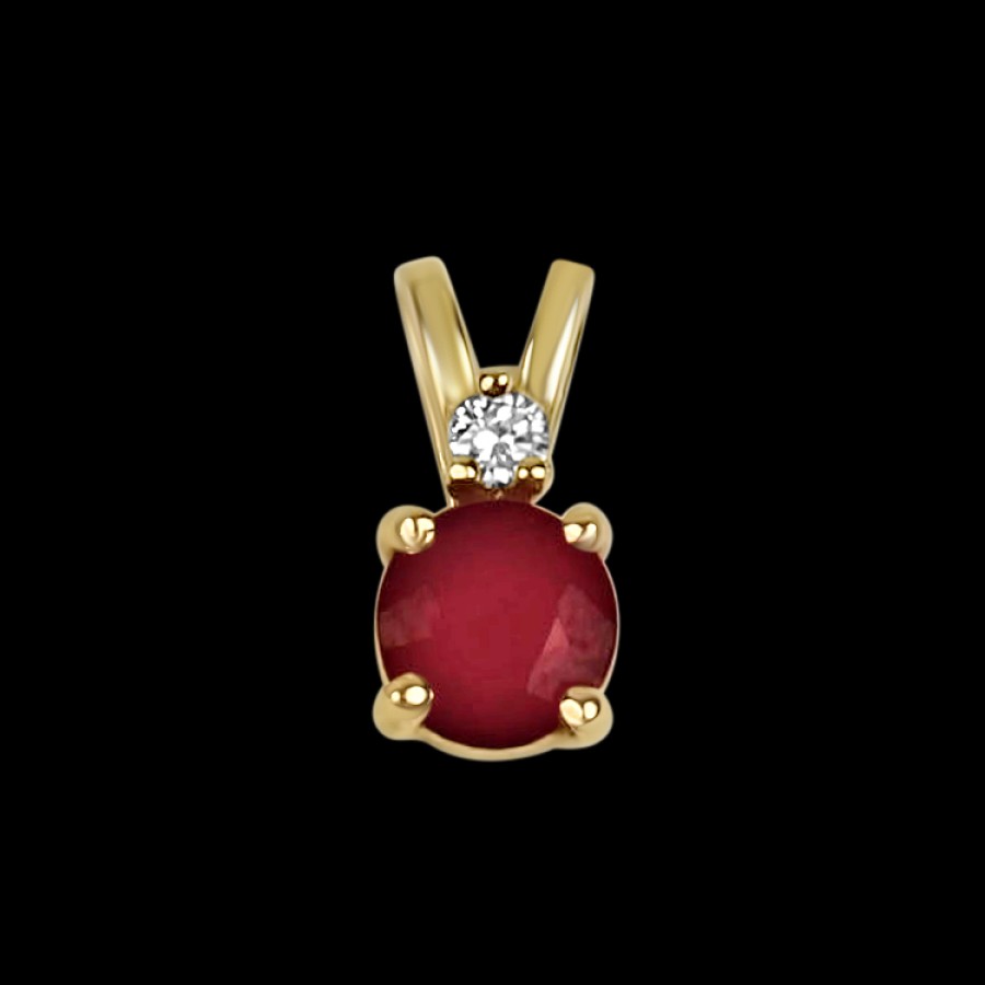 Estate PAGE Estate | Estate 14K Yellow Gold Ruby & Diamond Pendant