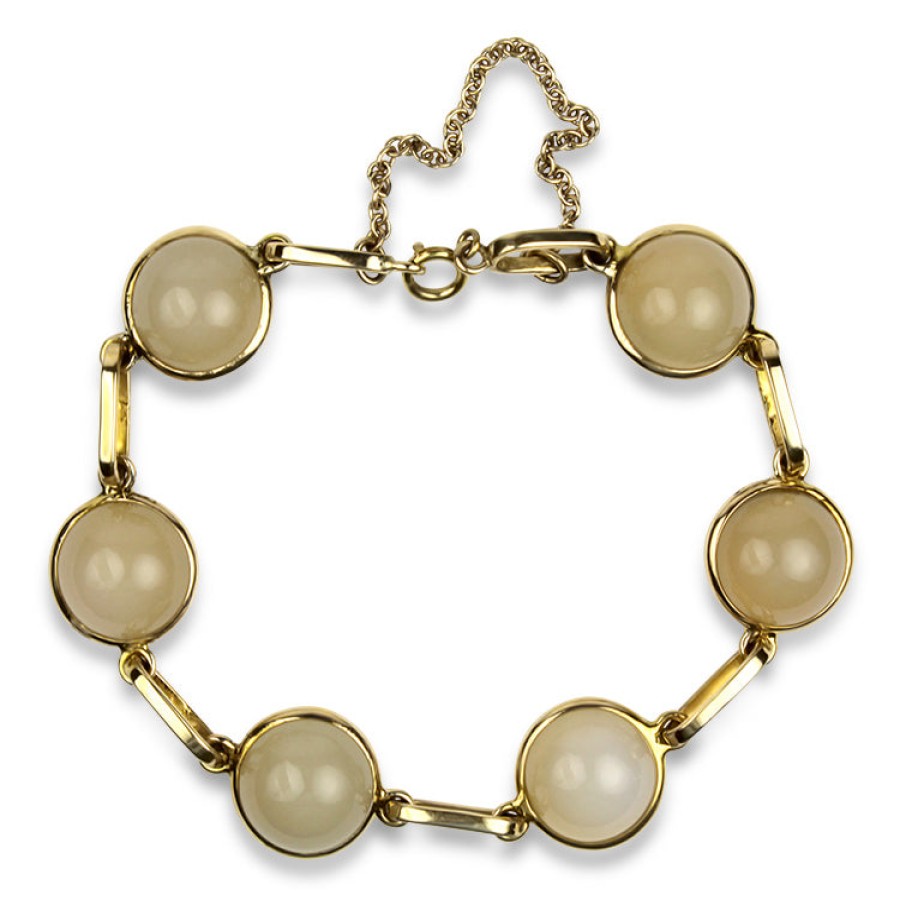 Estate PAGE Estate | Estate 14K Yellow Gold Round Moonstone Bracelet