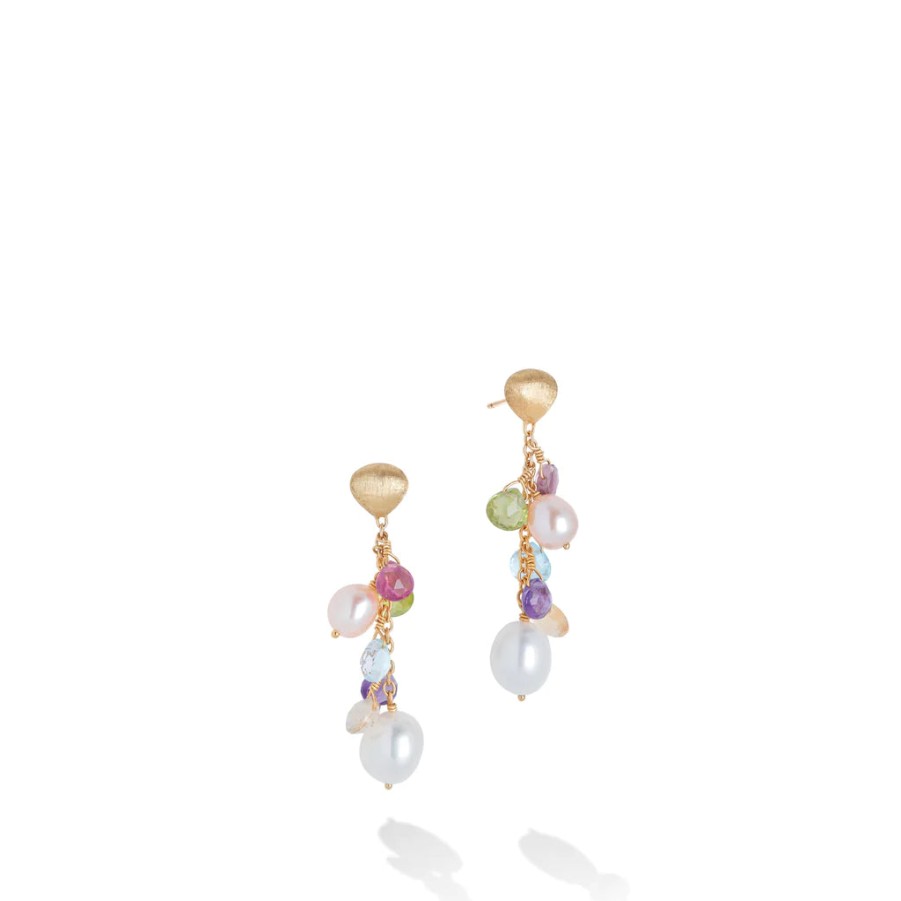 Jewelry Marco Bicego Dangle & Drop Earrings | Marco Bicego Paradise Collection 18K Yellow Gold Mixed Gemstone And Pe