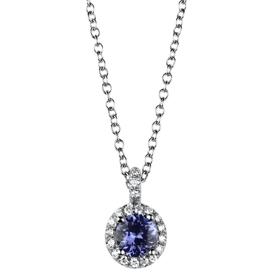 Jewelry Springer's Collection Pendants | Platinum And 18K White Gold Purple Sapphire And Diamond Necklace