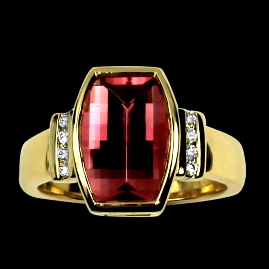 Estate PAGE Estate | Estate 14K Yellow Gold Maine Pink Tourmaline & Diamond Ring