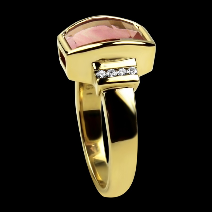 Estate PAGE Estate | Estate 14K Yellow Gold Maine Pink Tourmaline & Diamond Ring