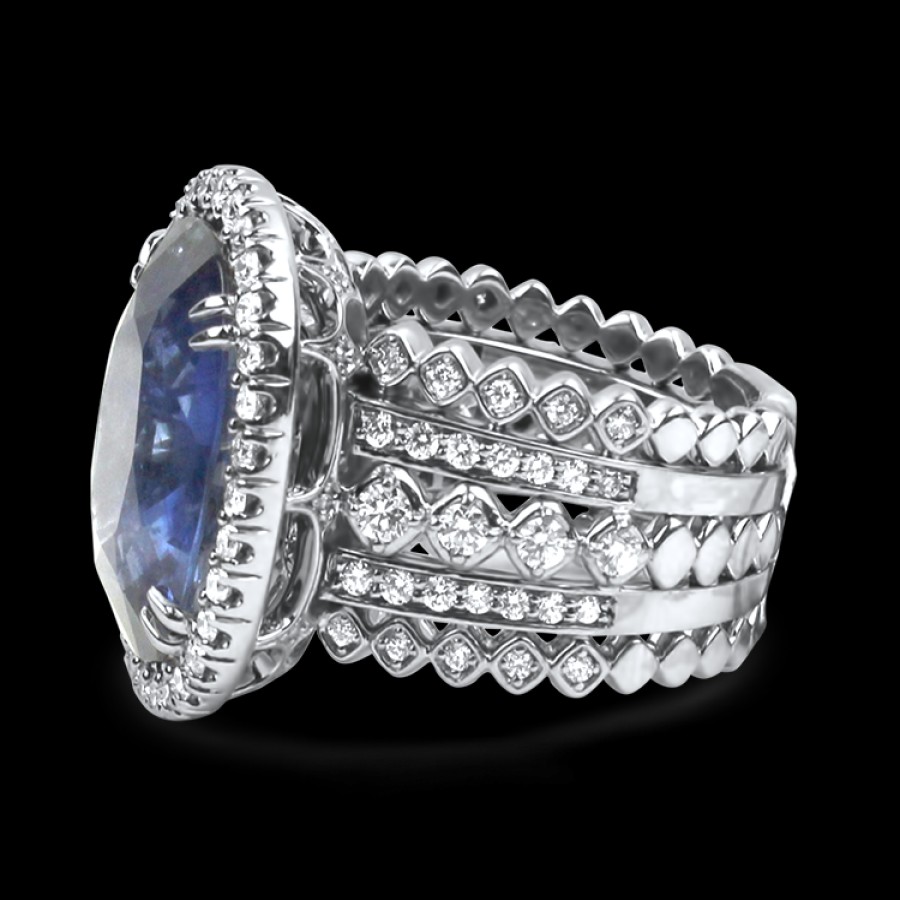 Estate PAGE Estate | Estate Christopher Designs 18K White Gold Sapphire & Diamond Ring