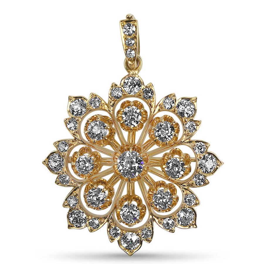 Estate PAGE Estate | Estate Yellow Gold Old European Cut Diamond Pin And Pendant