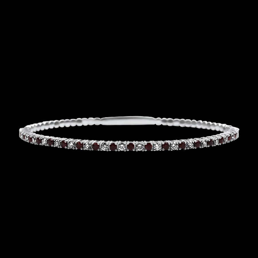 Jewelry Sincerely, Springer's Bangle Bracelets | Sincerely, Springer'S 14K White Gold Ruby & Diamond Flexible Bracelet