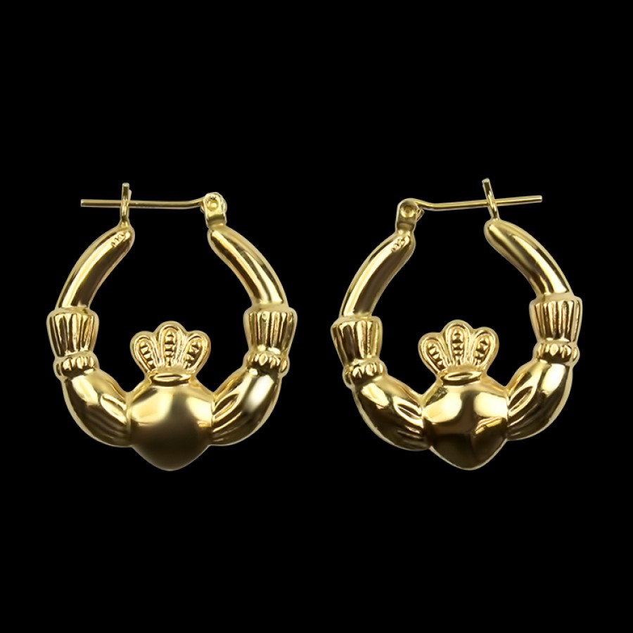 Estate PAGE Estate | Estate 14K Yellow Gold Claddagh Hoop Earrings