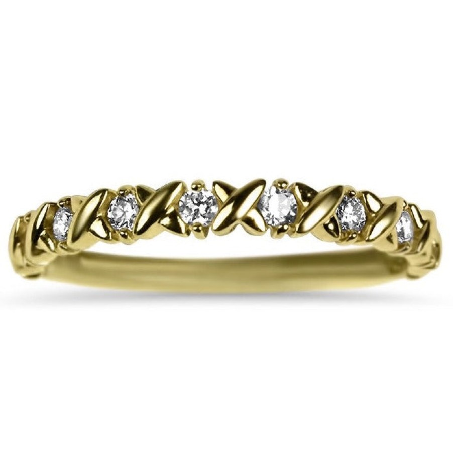 Jewelry Christopher Designs Diamond Rings | Christopher Designs 14K Yellow Gold Round Diamond X Band