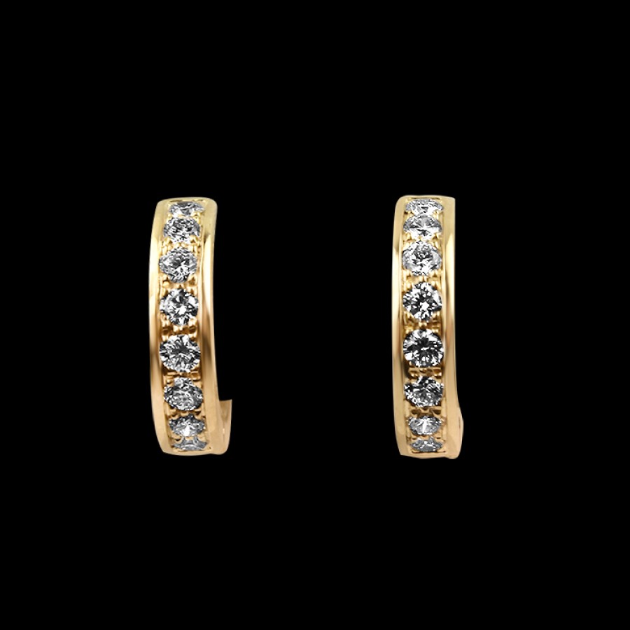 Jewelry Springer's Collection Diamond Earrings | Suna Bros 18K Yellow Gold Diamond Huggie Earrings