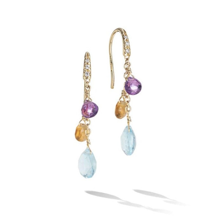 Jewelry Marco Bicego Dangle & Drop Earrings | Marco Bicego Paradise Collection 18K Yellow Gold Mixed Topaz Small Dro