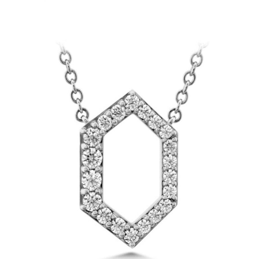 Jewelry Hearts on Fire Diamond Necklaces & Pendants | Hearts On Fire 18K White Gold Charmed Hex Diamond Necklace