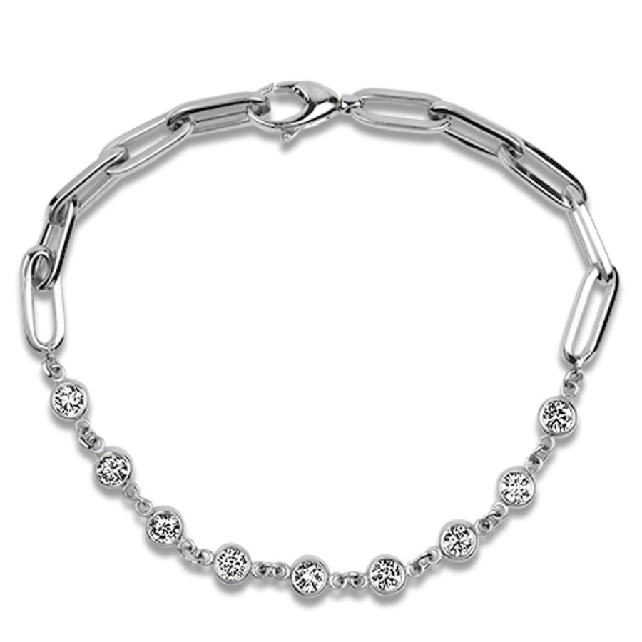 Jewelry Sincerely, Springer's Chain Bracelets | Sincerely, Springer'S White Gold Diamond Paperclip Bracelet