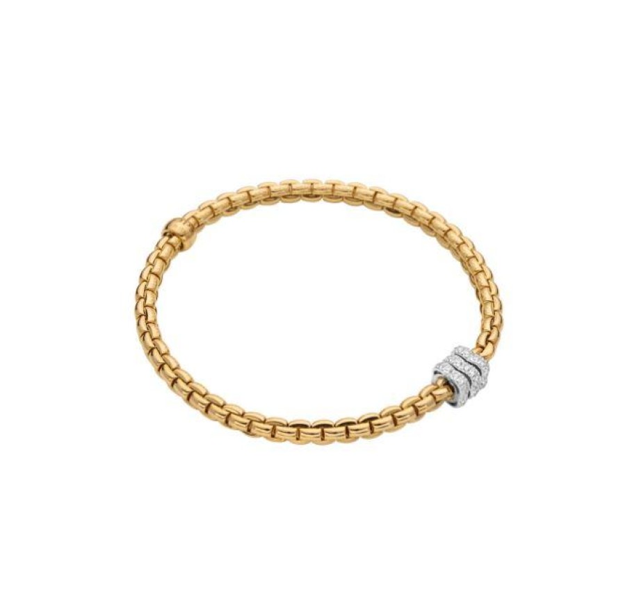 Jewelry Fope Bangle Bracelets | Fope Eka Tiny Flex'It Bracelet With Diamonds