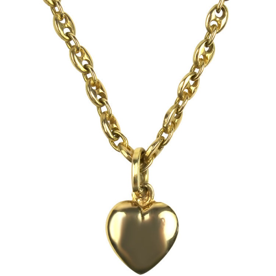 Estate PAGE Estate | Estate 14K Yellow Gold Heart Pendant With Chain