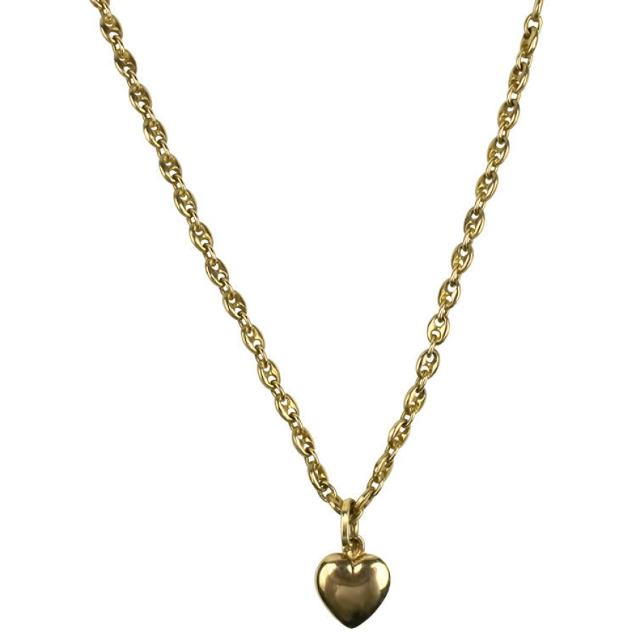 Estate PAGE Estate | Estate 14K Yellow Gold Heart Pendant With Chain