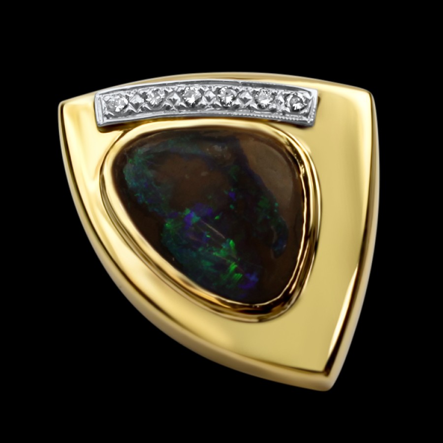 Estate PAGE Estate | Estate 14K Yellow Gold Boulder Opal & Diamond Pendant