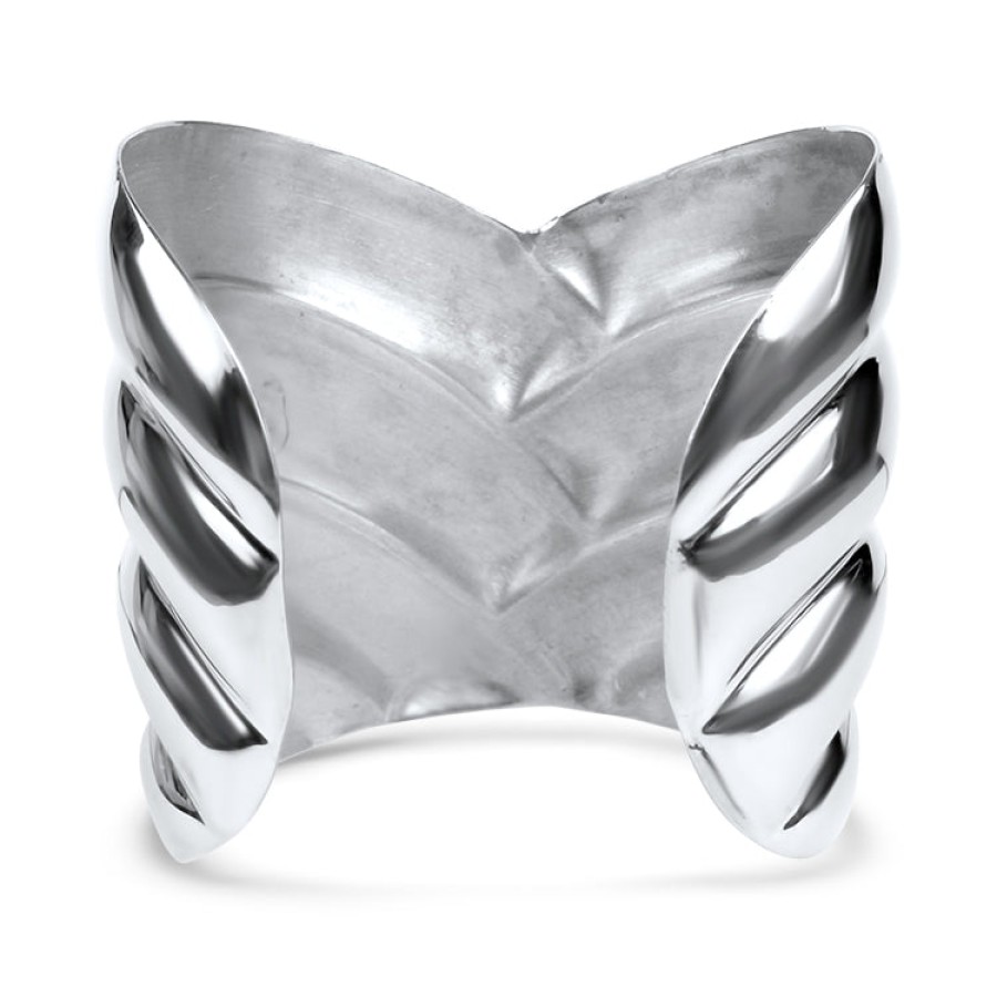 Estate PAGE Estate | Estate Sterling Silver Mexican Wavy Wide Cuff Bracelet